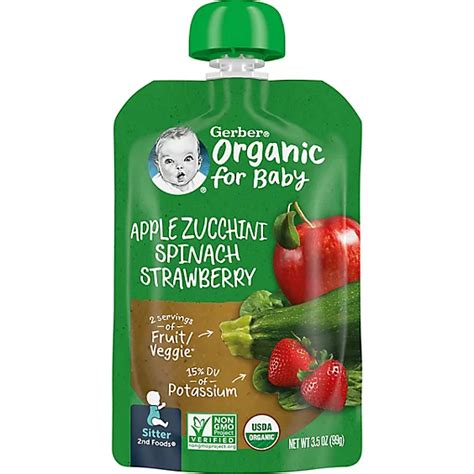 Gerber 2nd Foods Organic Apple Zucchini Spinach Strawberry Baby Food