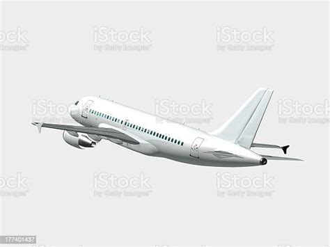 Passenger Aircraft In Flight Side Rear View Isolated Stock Photo