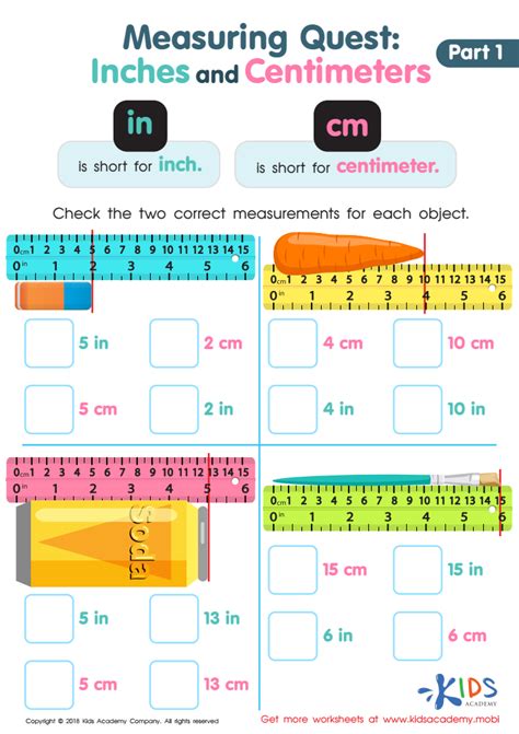 Inches And Centimeters Worksheet Free Measuring Quest Printable For Kids