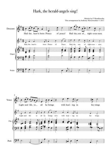 Hark The Herald Angels Sing Last Verse Arrangement With Descant Free Music Sheet