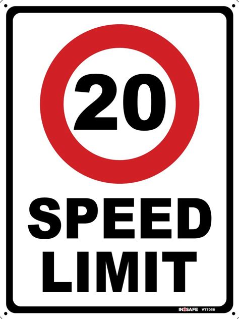 20km Speed Limit Sign 225 X 300 Pvc Southern Workwear