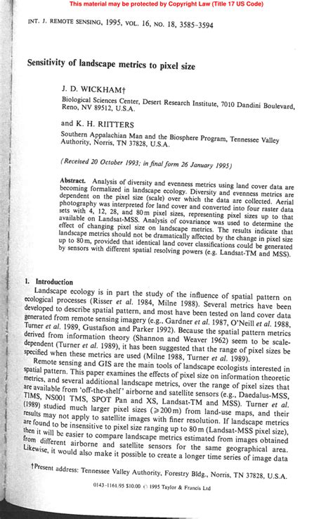 (PDF) Sensitivity of landscape metrics to pixel size