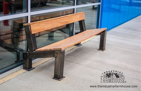 Outdoor Modern Industrial Style Ipe Wood Bench The