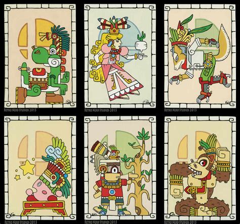 Personajes Clásicos De Videojuegos Dibujados Al Estilo Maya