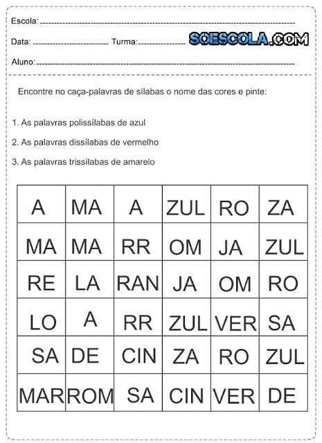 Atividade De Alfabetização Forme As Sílabas Escola Educação