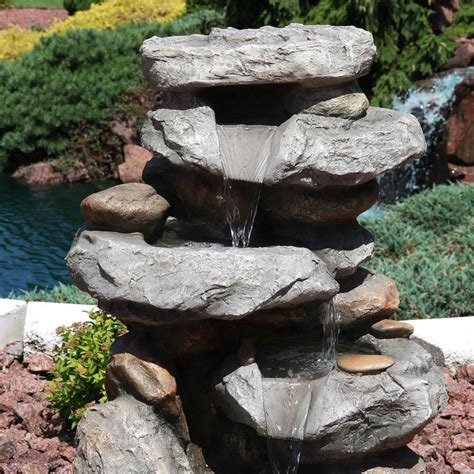 Sunnydaze Rock Falls Outdoor Waterfall Fountain With Led Lights 34