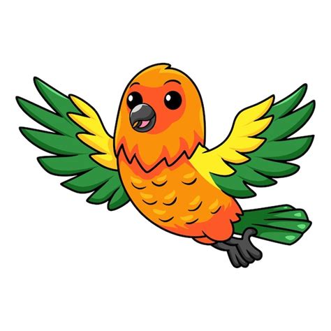 Premium Vector Cute Sun Conure Parrot Cartoon Flying