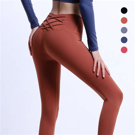 peach hip yoga women′s tight elastic bodybuilding pants quick drying hip lifting high waist