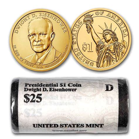 Buy 2015 D Dwight Eisenhower 25 Coin Presidential Dollar Roll Apmex