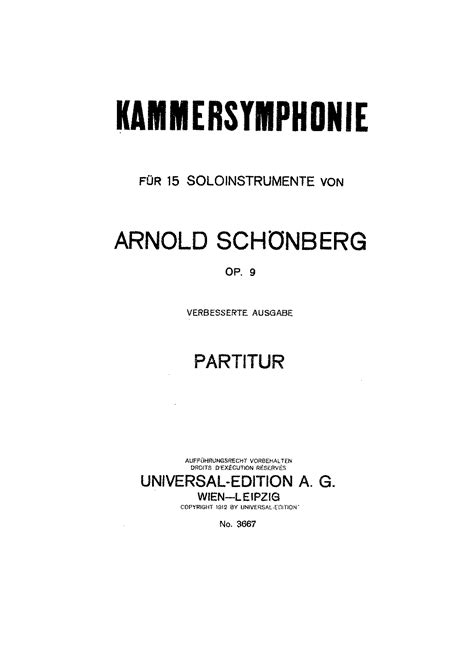 Kammersymphonie No1 Op9 Schoenberg Arnold Imslp