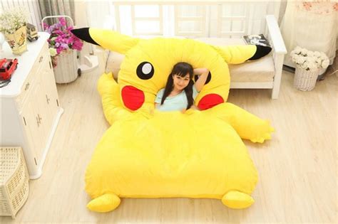 2016 High Quality Soft Huge Funny Pikachu Beanbag With Sleeping Bag Bed