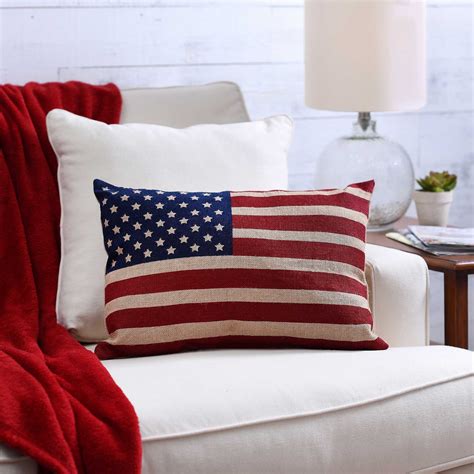 Burlap Flag Pillow Pillows Rustic Throw Pillows American Flag Pillow