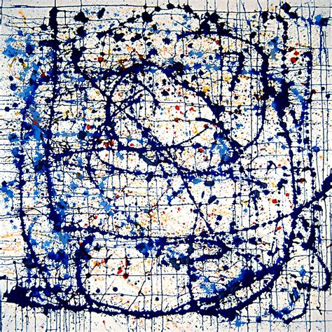 Hommage à Jackson Pollock Blue With A Hint Of Yellow And Red By Heike