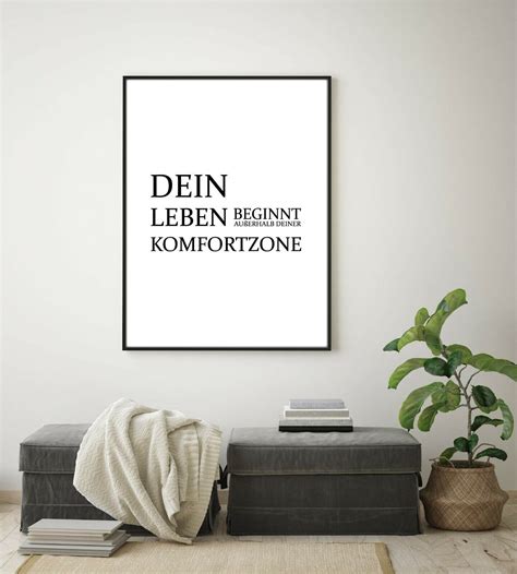 wandbild a4 motivation spruch leben komfortzone deko poster druck zimmer minimal ebay