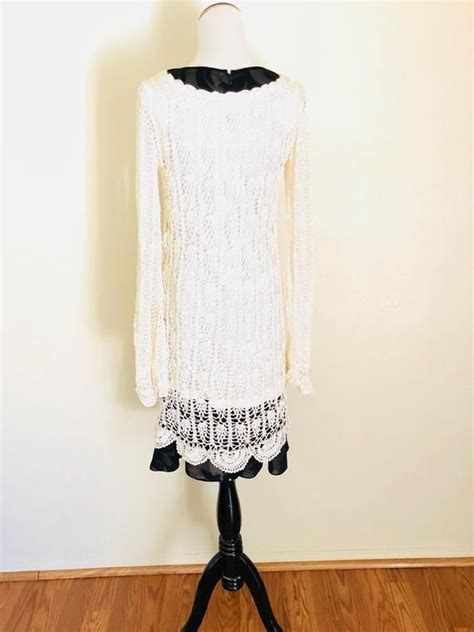Long Sleeve White Crochet Dress Wedding Lace Leaves Design ...