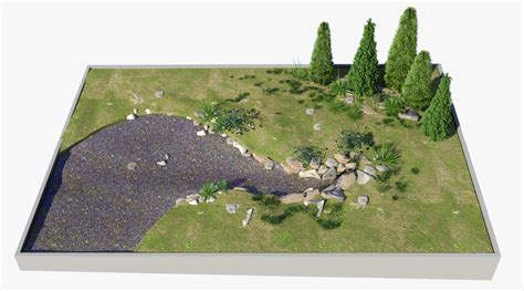 Pond Landscape Land 3d Model
