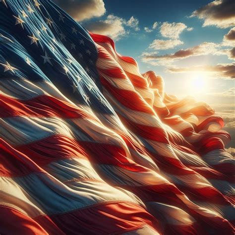 Para O Céu Saudar A Bandeira Americana Um Símbolo De Liberdade Elegantemente Se Desdobra Contra