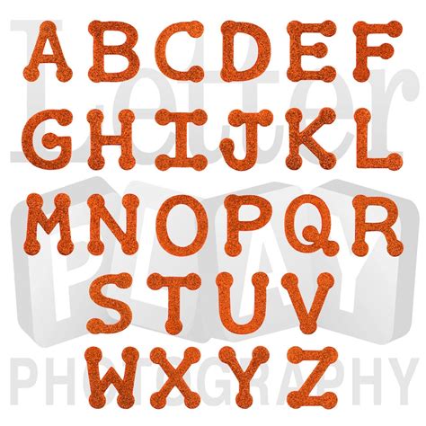 Digital Alphabet Letters A To Z Orange Glitter Etsy