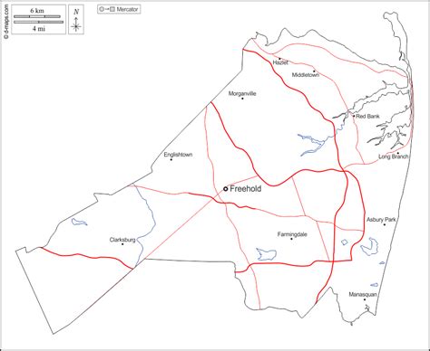 Monmouth County Free Map Free Blank Map Free Outline Map