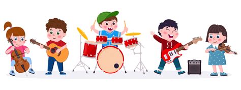 รูปวงดนตรีการ์ตูนเด็กเล่นเครื่องดนตรี Png วัยเด็ก ร่าเริง การศึกษา