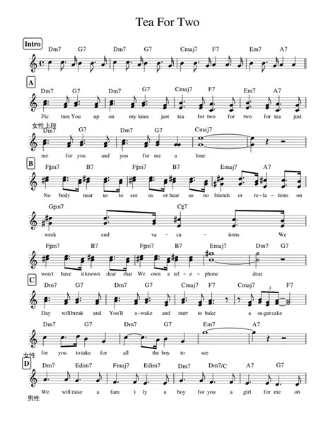 Tea For Two Sheet Music For Piano Download Free In Pdf Or Midi