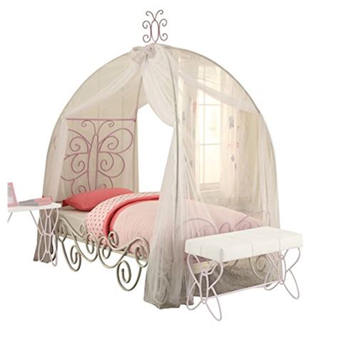 Priya Ii Twin Canopy Bed White And Light Purple