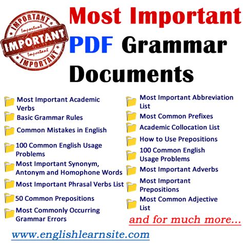 Most Important Pdf Grammar Documents English Learn Site