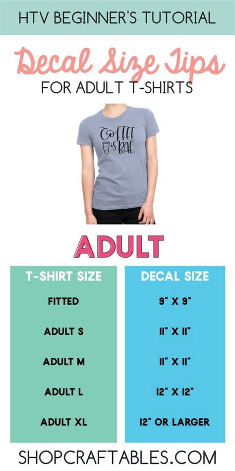 Shirt Size Decal Chart