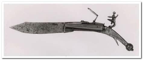 European Combined Double Barrelled Flintlock Pistol And Folding Knife