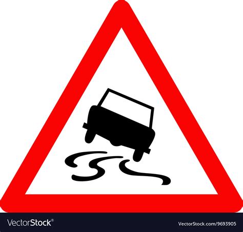 Triangle Traffic Sign For Slippery Road Royalty Free Vector