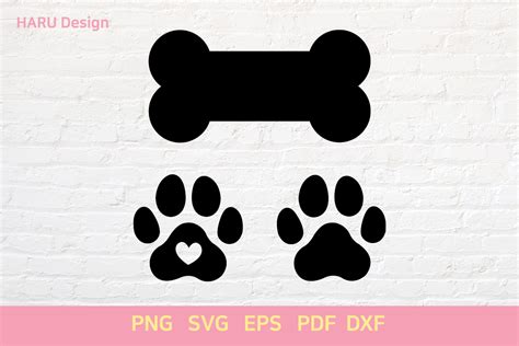 Dog Bone And Paw Graphic By Harudesign · Creative Fabrica