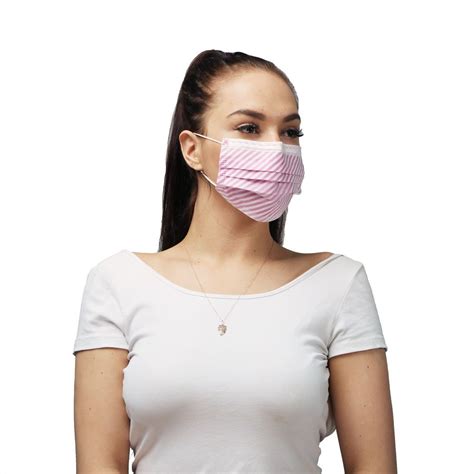 Custom Printed Pink Earloop 3 Ply Disposable Face Mask With Fashion