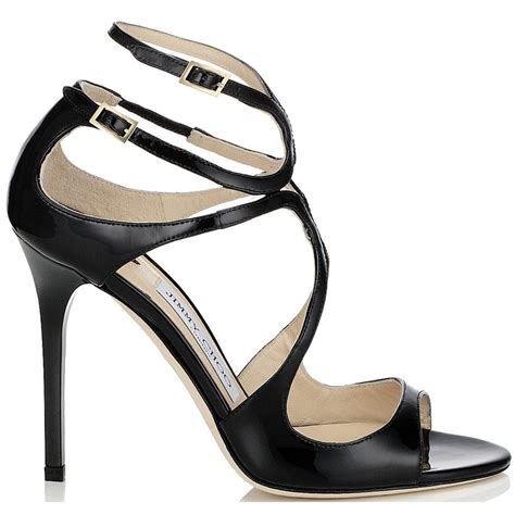 jimmy choo lang patent strappy sandals black oznico