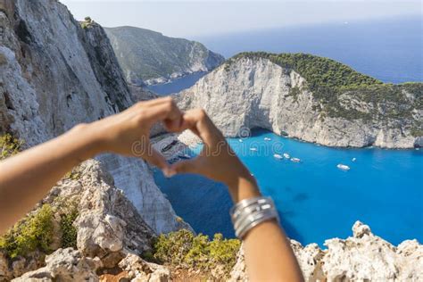 Navagio Beach With Woman Stock Image Image Of Ocean 22875193