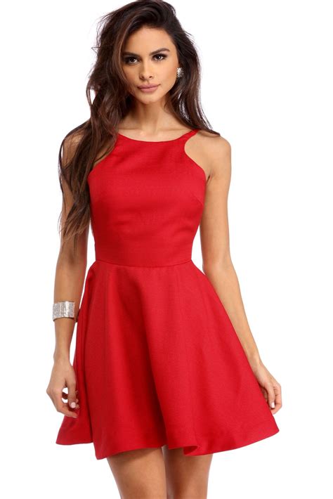 Red Backless Skater Dress Red Backless Dress Backless Dress Short Red Homecoming Dresses Short