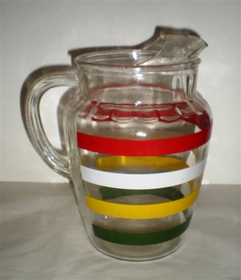 Sale Vintage Striped Glass Pitcher S