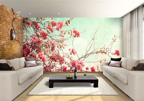 Installing a floral wallpaper mural is a quick and easy solution to transform the look of a room and add brightness to your home. Spring Flowers Custom Wallpaper Mural Print by Jw ...