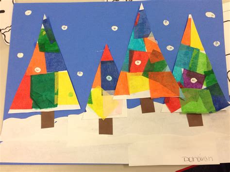 Tissue Paper Christmas Trees 2nd Grade Art Paper Christmas Tree Crafts