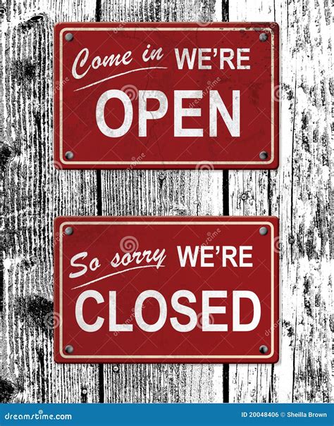Open And Closed Metal Signs Stock Illustration Illustration Of Black