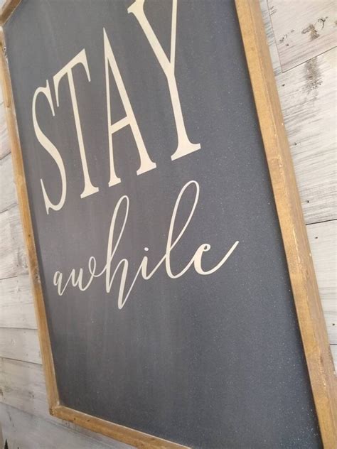 Stay Awhile Sign Welcome Sign Large Wooden Sign Navy Etsy