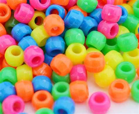 Neon Pony Beads 400 Beads 9mm Plastic Beads Kids By Hempbeadery
