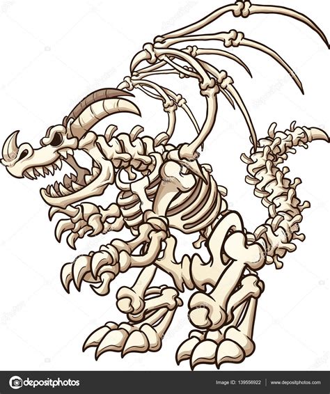 Dibujos Animados Esqueleto Dragón Ilustración De Stock De ©memoangeles