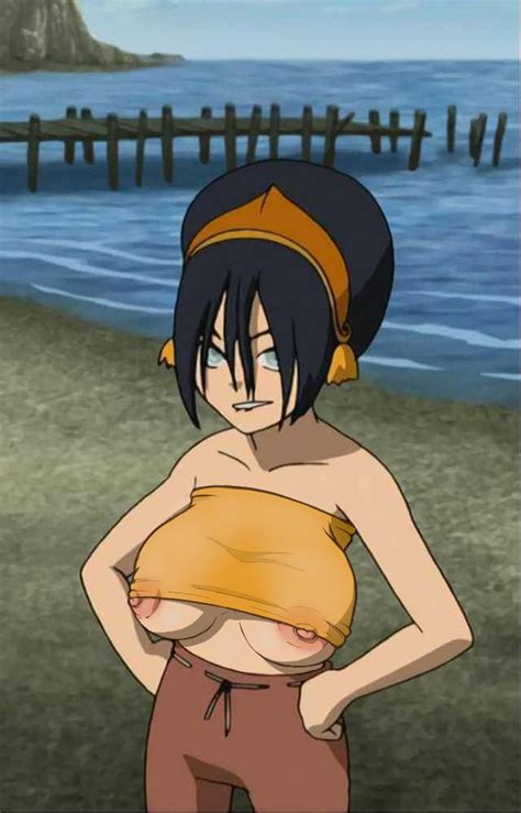 Rule 34 Accurate Art Style Avatar The Last Airbender Beach Biting Lip Breasts Canonical Scene