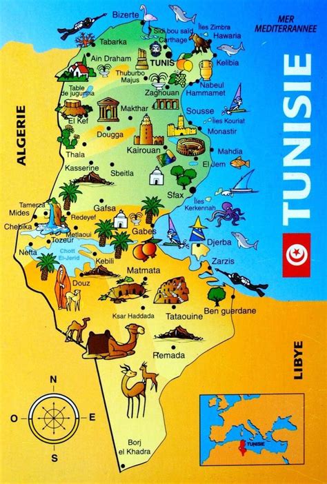 Mapa Turístico Da Tunísia Tunisia Tunisia Map Sousse