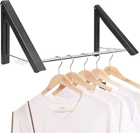 Texinpress 2 Pack Retractable Clothing Rack Wall Mounted Folding