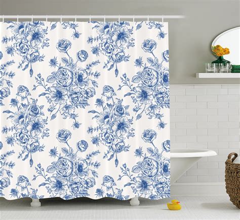 Anemone Flower Shower Curtain Floral Pattern With Bouquet Of Blue