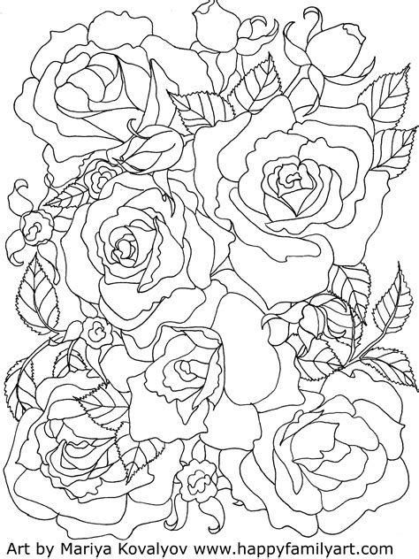 Explore 623989 free printable coloring pages for your kids and adults. Roses - Happy Family Art