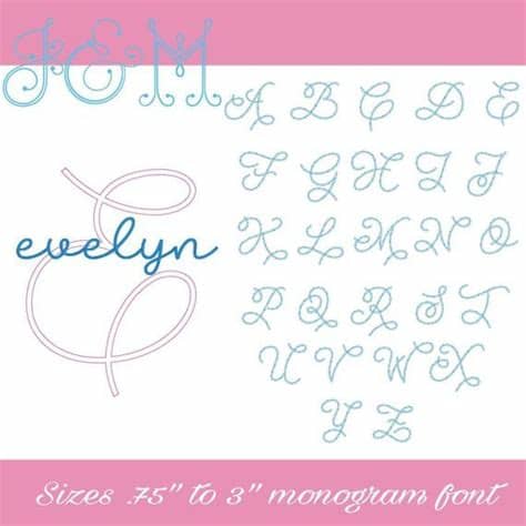 Archive of freely downloadable fonts. Evelyn Font Bean Stitch Running Stitch Script Monogram ...