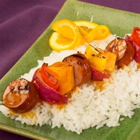 63% less fat (our product contains 6 g of fat per serving compared to 16 g per usda data for pork and beef smoked sausage) than usda data for . Turkey Smoked Sausage and Vegetable Kabobs | Recipe ...