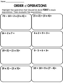 It is a coloring worksheet for kids. Free Order of Operations | Order of operations, Fifth ...